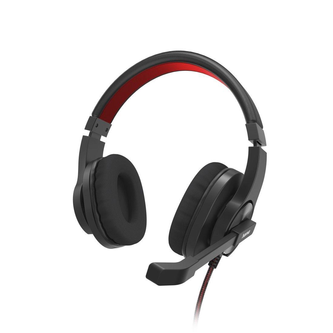 Auscultadores com Microfone HAMA HS-USB400 V2 (Binaural - Com fios - Circum-aural - Preto e Vermelho)