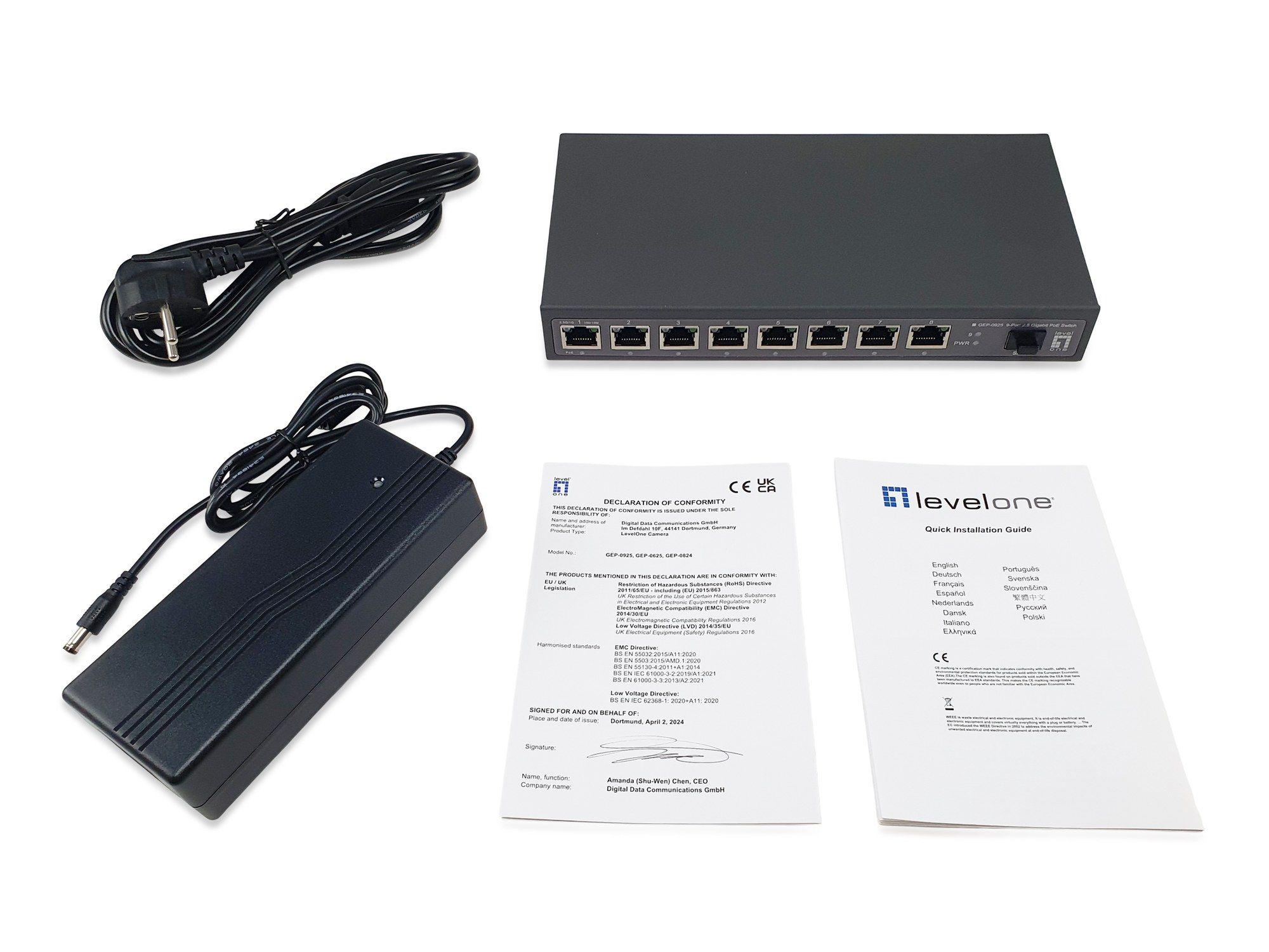 Switch LEVELONE GEP-0925 (2.5G Ethernet - 8 MB - 60 Gbit/s - Preto), miniatura 6