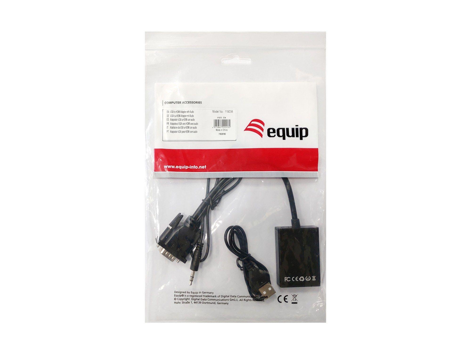 Adaptador VGA para HDMI EQUIP 119038 (0,2 m - DVI-D + USB - Windows, macOS e Linux - Preto), miniatura 2