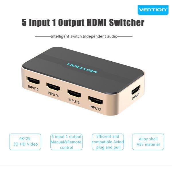 Comutador HDMI VENTION ACDG0 (30 Hz - Preto e Dourado) — miniatura 2