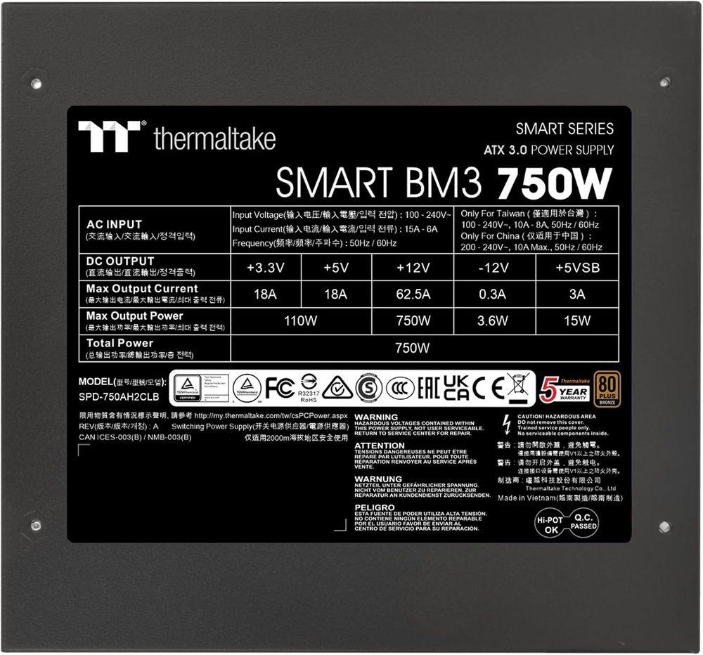 Fonte de Alimentação THERMALTAKE Smart BM3 750W (Preto), miniatura 4