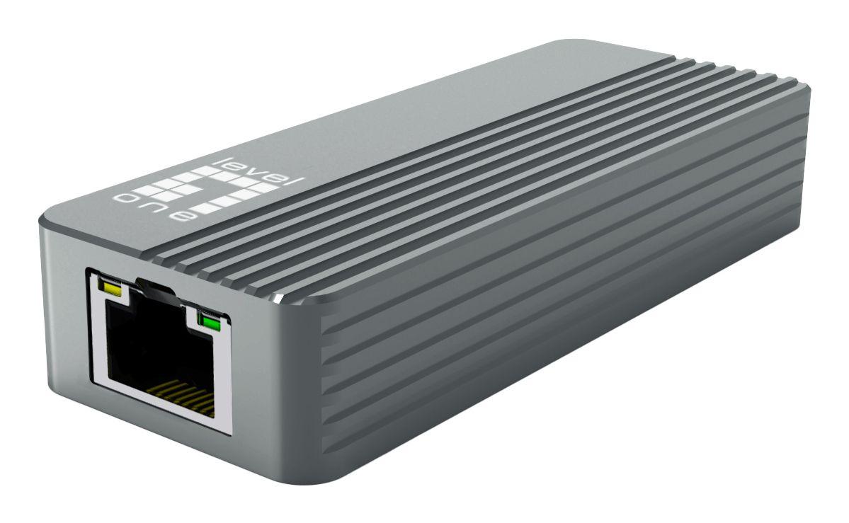 Adaptador USB Ethernet LEVELONE USB-0410 (10 Gigabit - USB-C - Cinzento)
