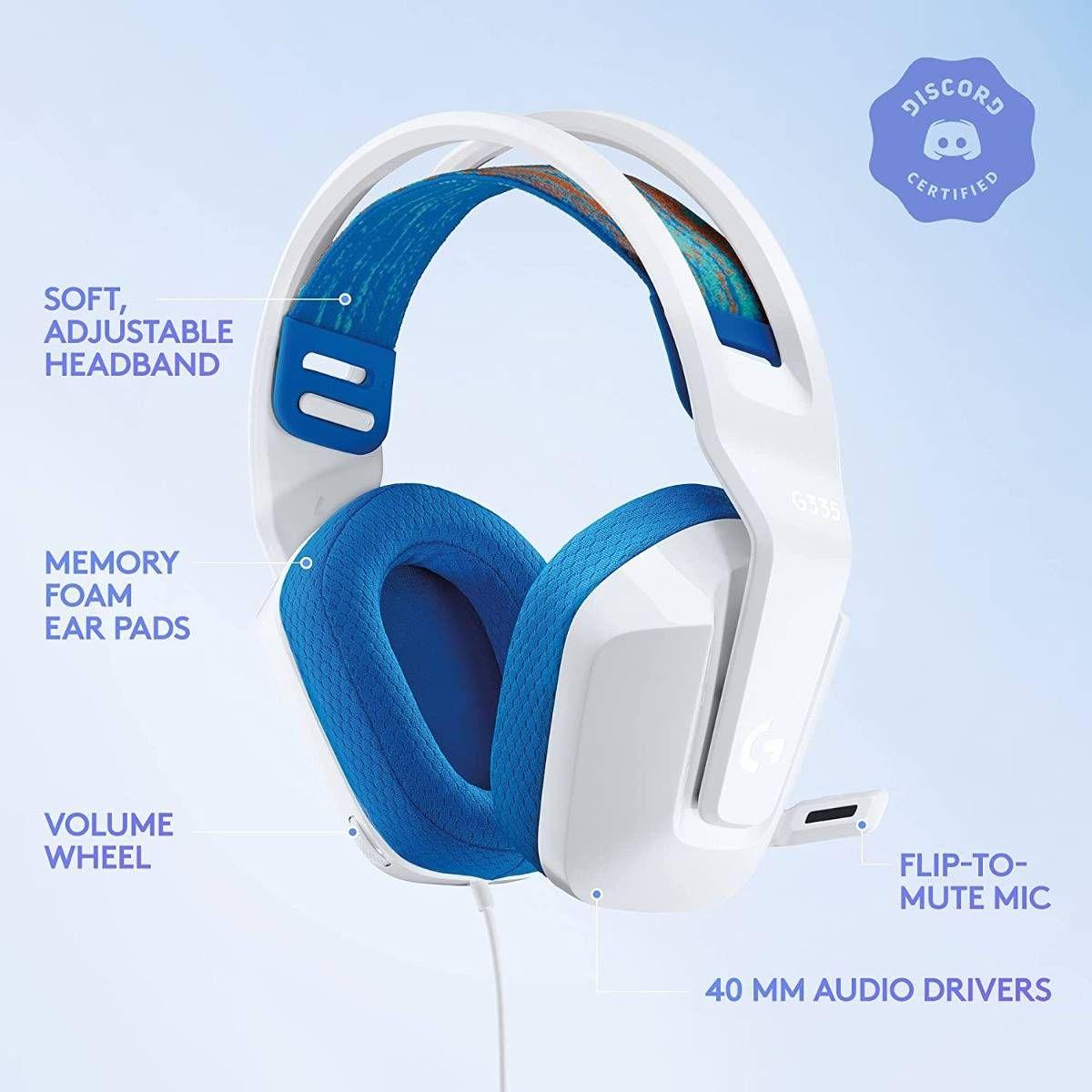 Headset Gaming LOGITECH G335 (Binaural - Com fios - 4 cm - Branco), miniatura 5