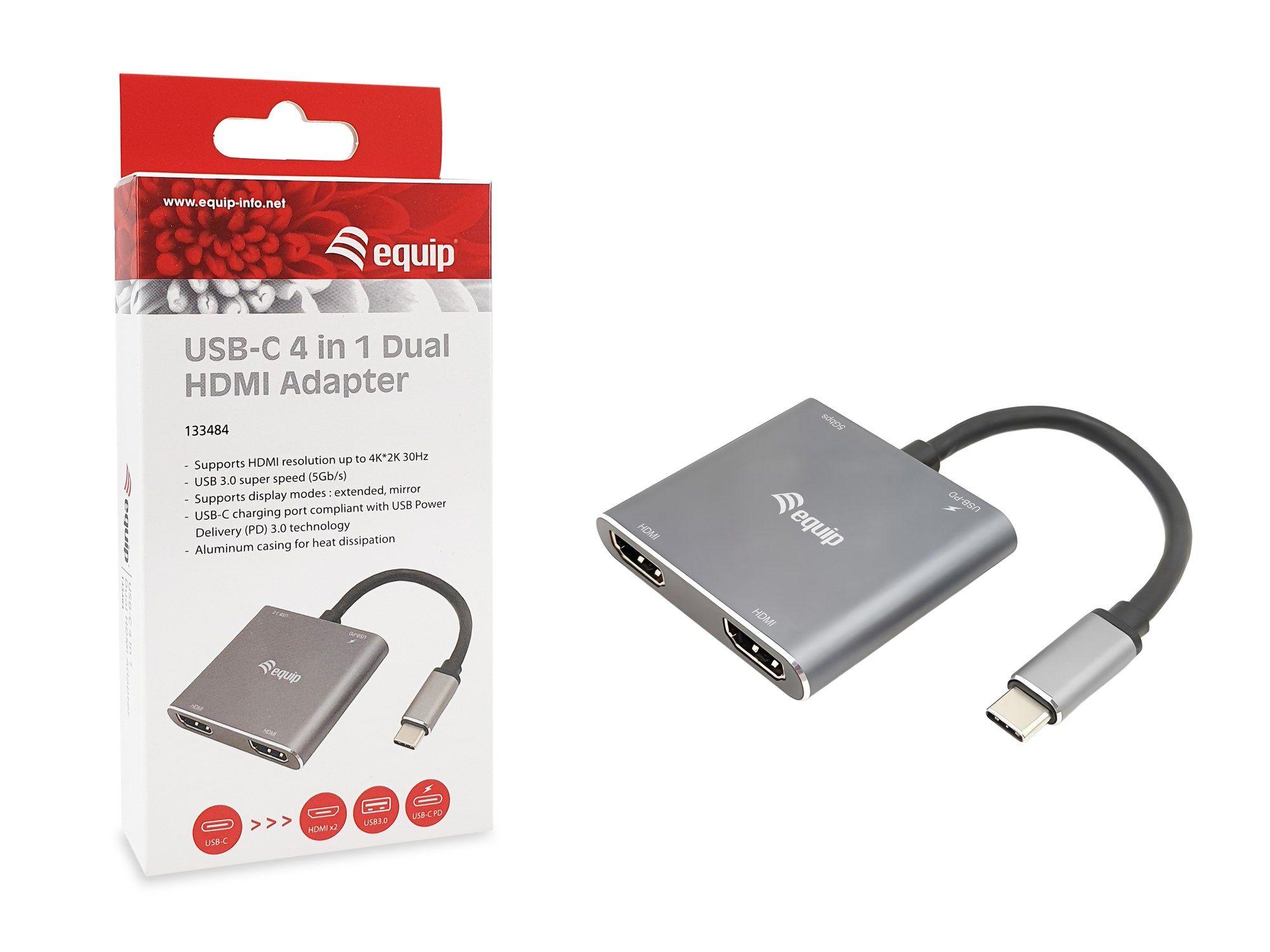 Adaptador USB-C Multiporta EQUIP 133484 (0,15 m - Prateado) — miniatura 5