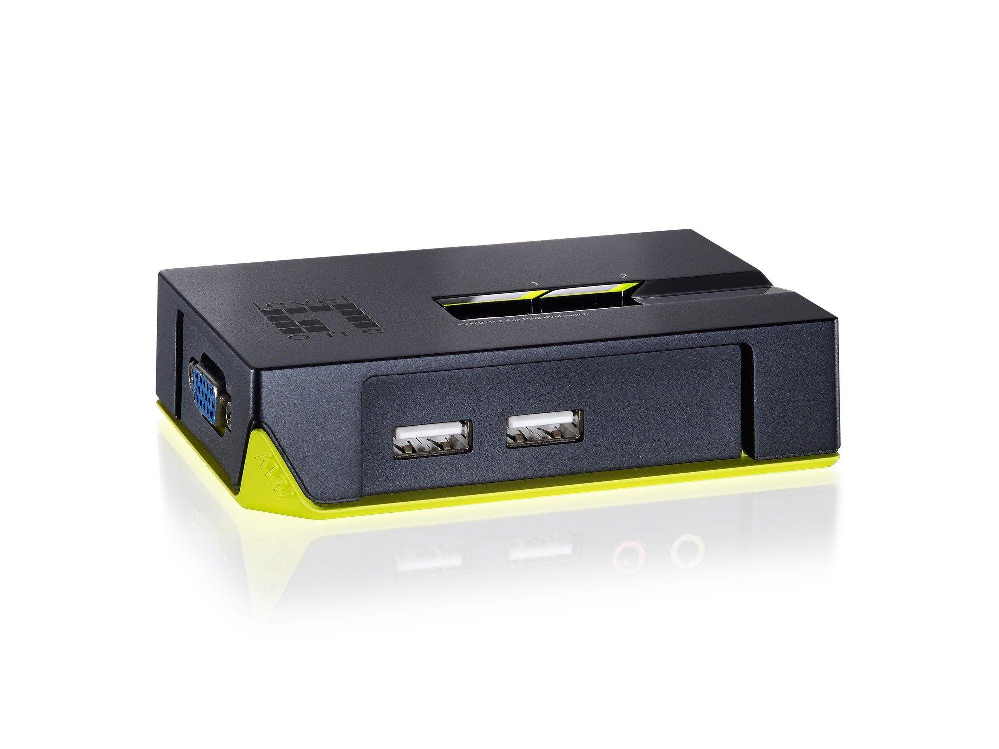 Switch KVM LEVELONE KVM-0222 (Preto e Verde)