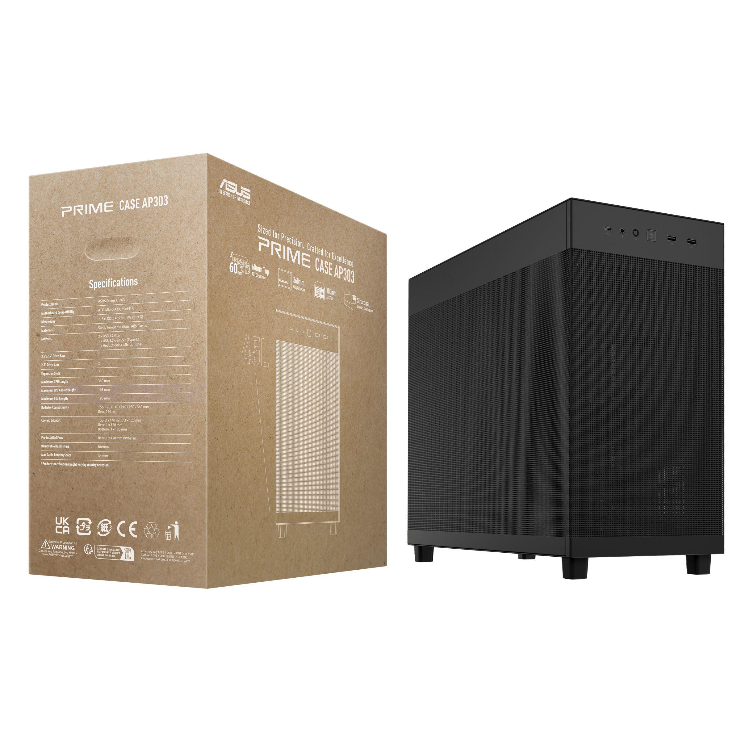 Caixa PC ASUS Prime AP303 Mesh (ATX, micro ATX, Mini-ITX - Midi Tower - ATX, micro-ATX, Mini-ITX - Preto) — miniatura 10
