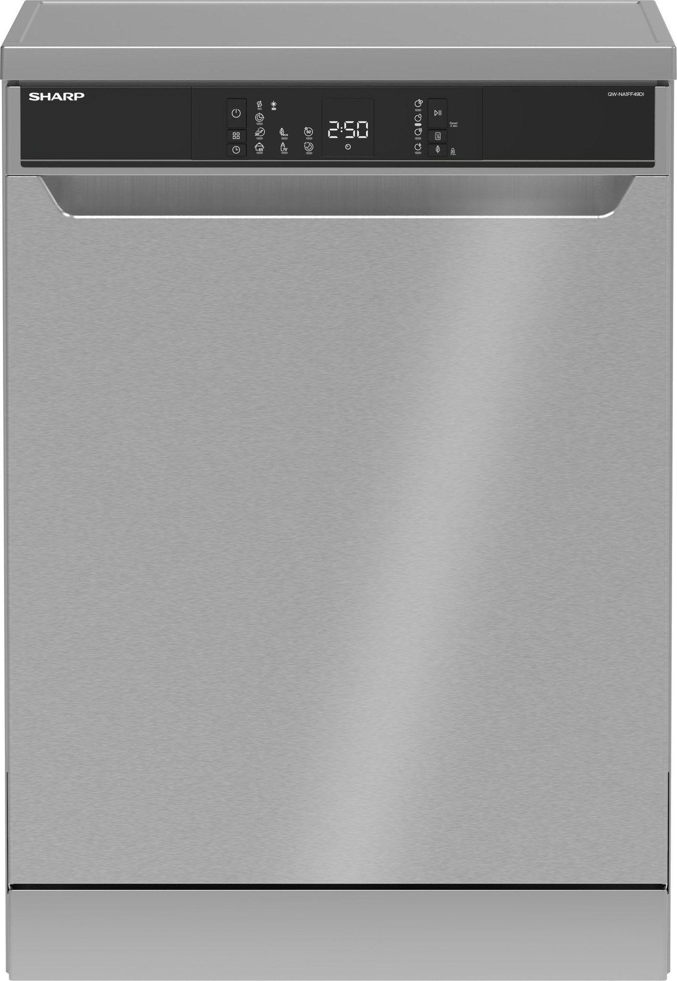 Máquina de Lavar Loiça SHARP QWNA1FF49DI (14 talheres - 49 dB - 12 L por ciclo de lavagem - Inox)