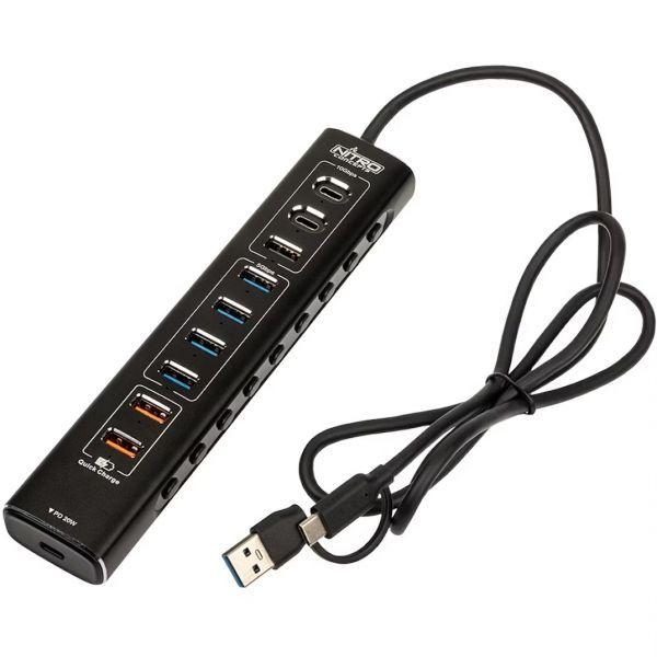 Hub USB NITRO CONCEPTS HUB 10-Port Hybrid (USB 3.2 - 10 portas)