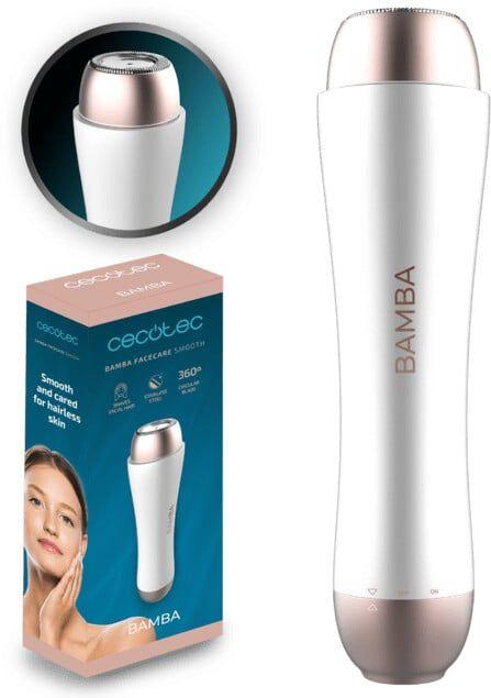 Depiladora Facial CECOTEC Bamba SkinCare Smooth 4447 (Aço inoxidável - Branco/Bronze)