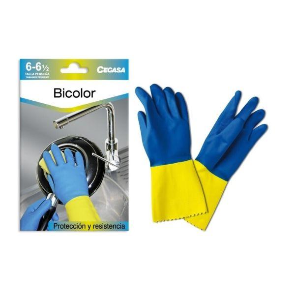 Luvas de Látex Reforçadas ZAP (Tamanho 6-6 1/2 - Flocadas - Azul/Amarelo)