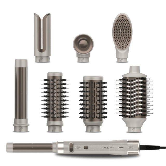 Escova Modeladora CECOTEC Bamba CeramicCare 8-en-1 AirGlam Gyro 112528 (Champanhe)