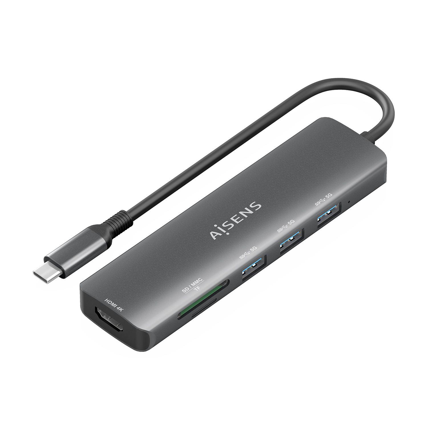 Hub USB-C AISENS ASUC-6P024-GR (0,15 m - Cinzento), imagem 1