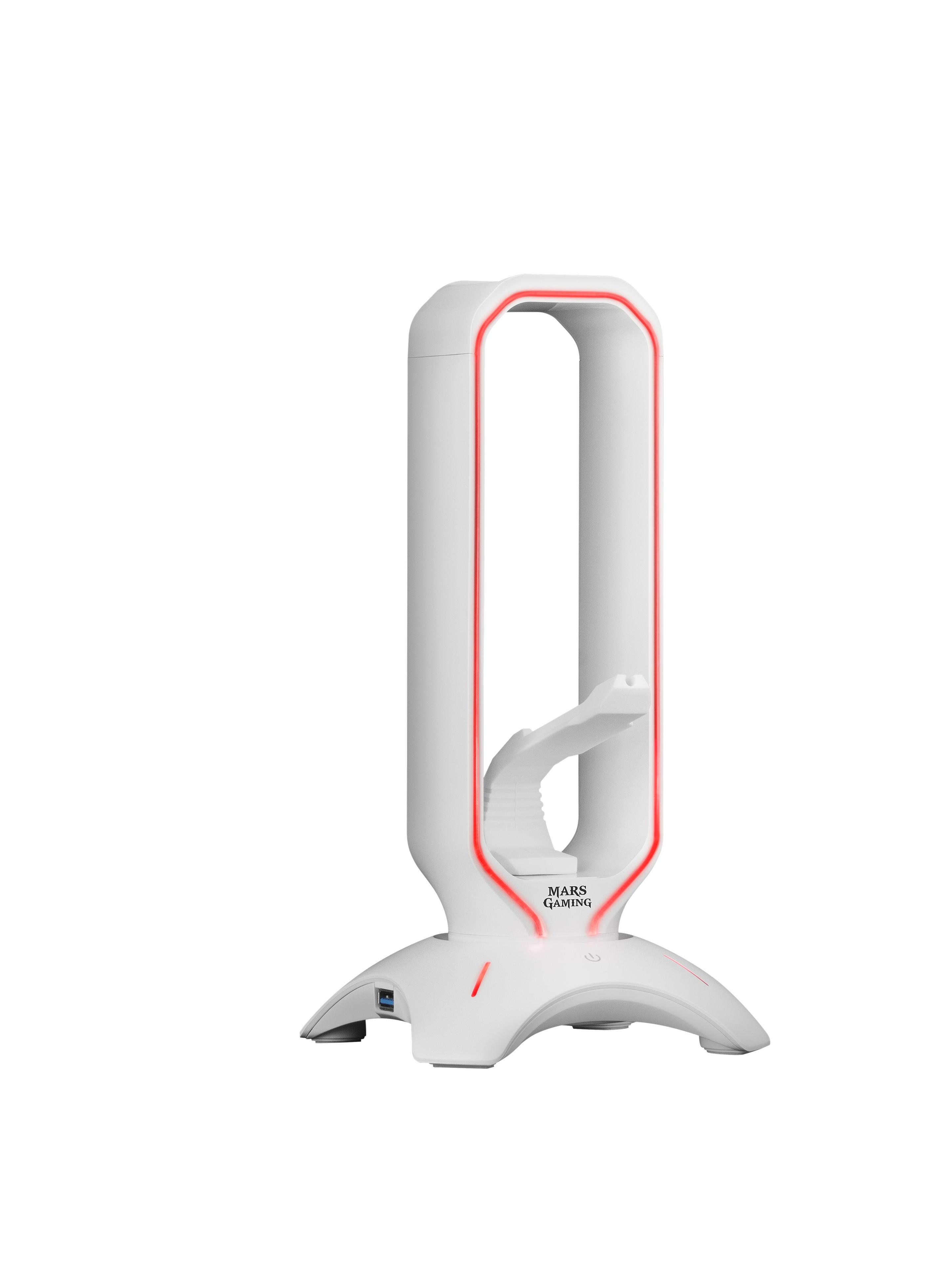 Suporte para Auscultadores MARS GAMING MHHPRO (USB Type-A - Qualquer marca - Branco)