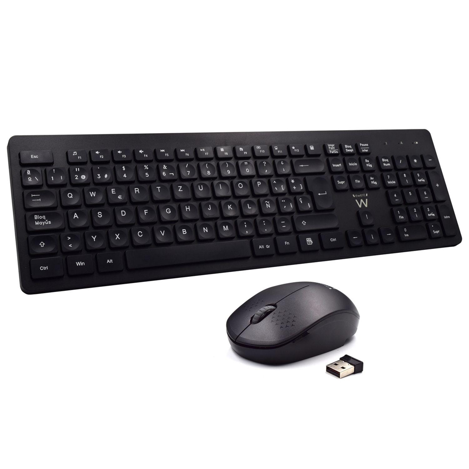Conjunto Teclado e Rato EWENT EW3258 (Português - Tamanho completo - USB Type-A - Preto)