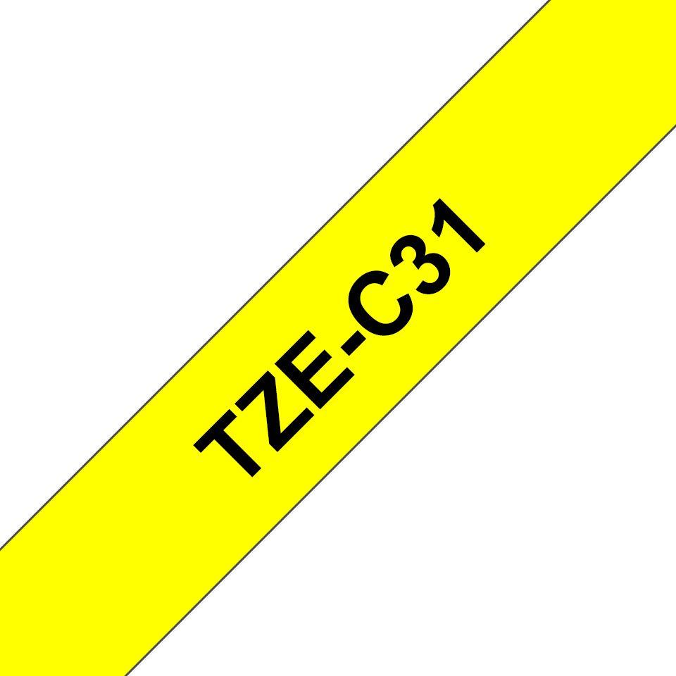 Fita de Impressão BROTHER TZe-C31 (Preto sobre Amarelo Fluorescente)