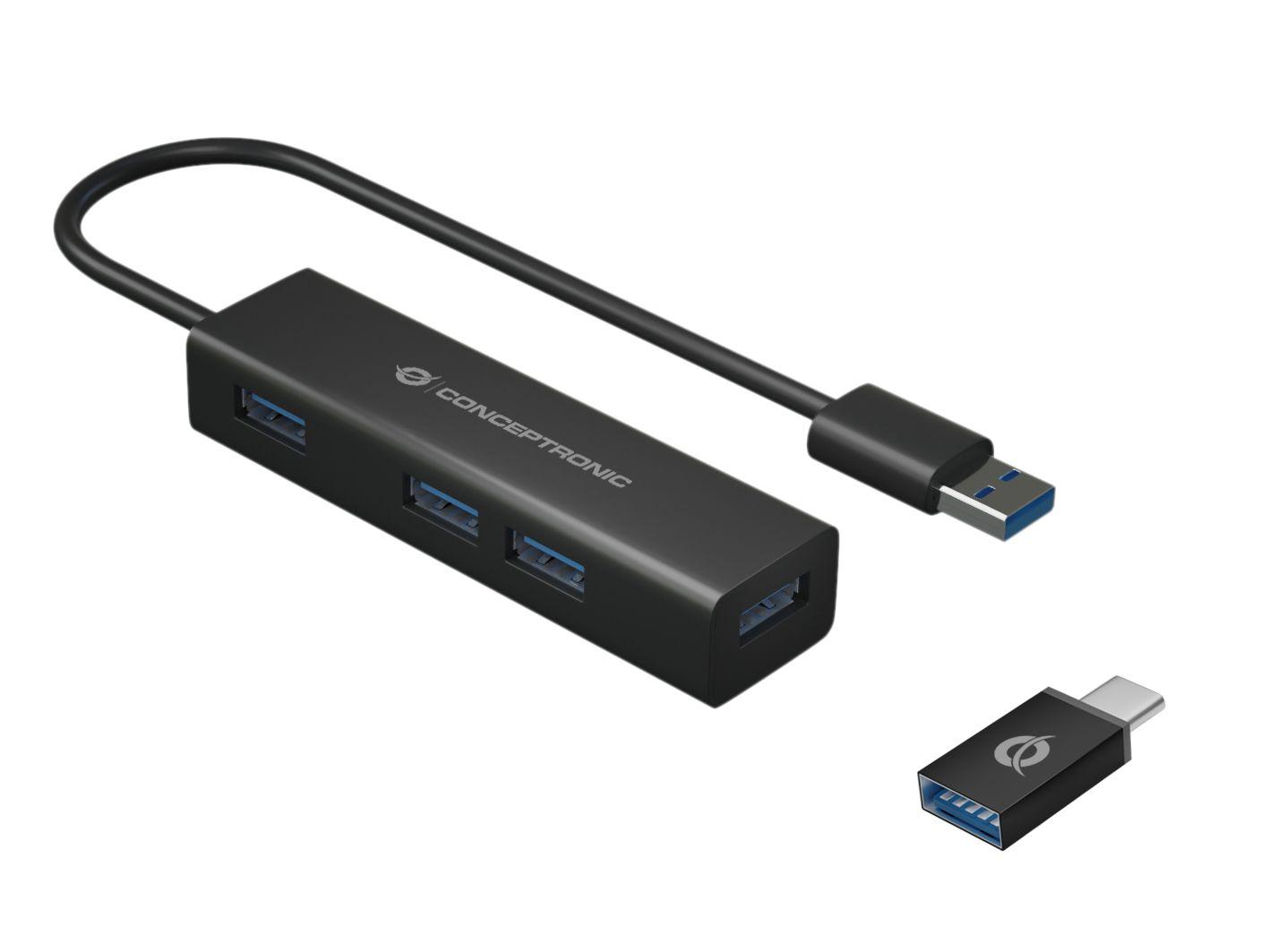 Hub USB CONCEPTRONIC HUBBIES06B (Preto)