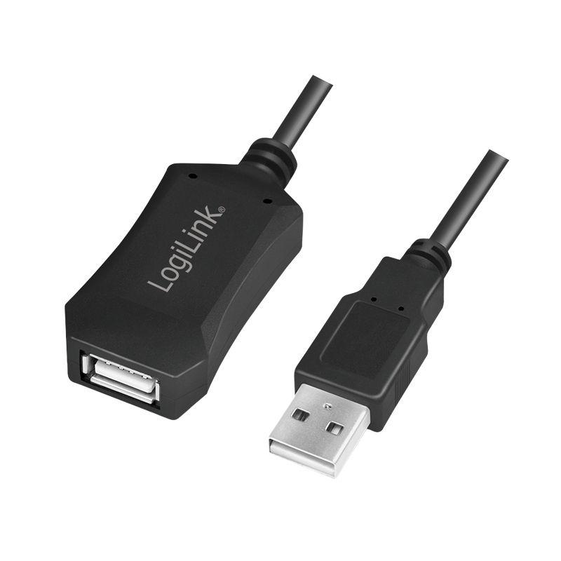 Cabo de Extensão USB Ativo LOGILINK UA0001A (USB 2.0 - 5 m - Preto)