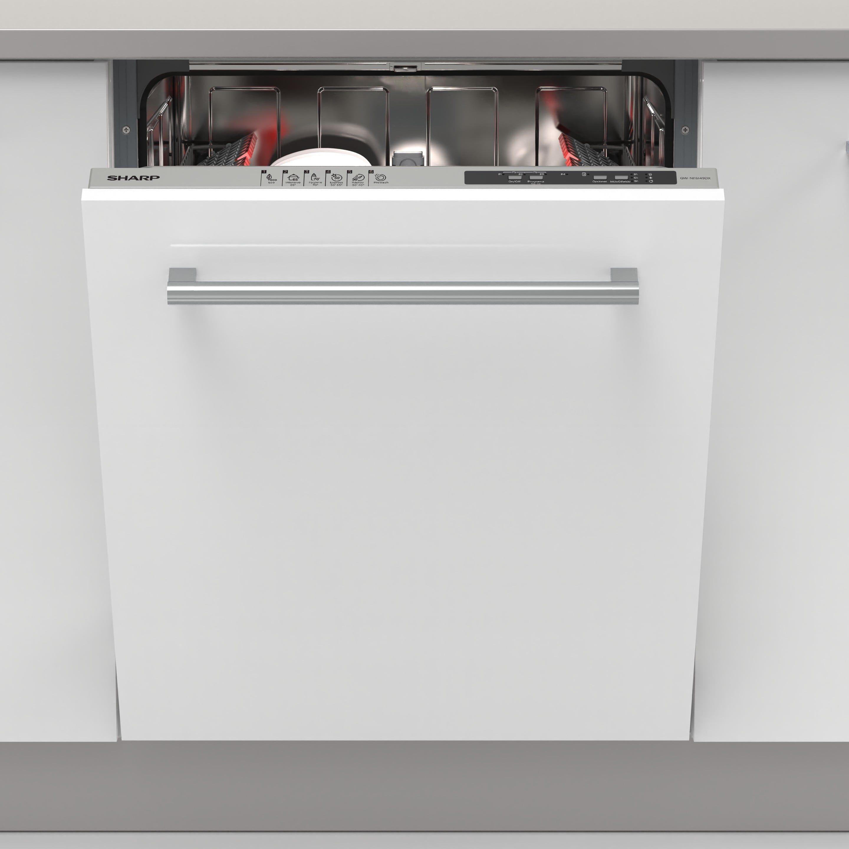 Máquina de Lavar Loiça de Encastre SHARP QWNI15I49DXES (15 conjuntos - 49 dB - Altura 820-870 mm)