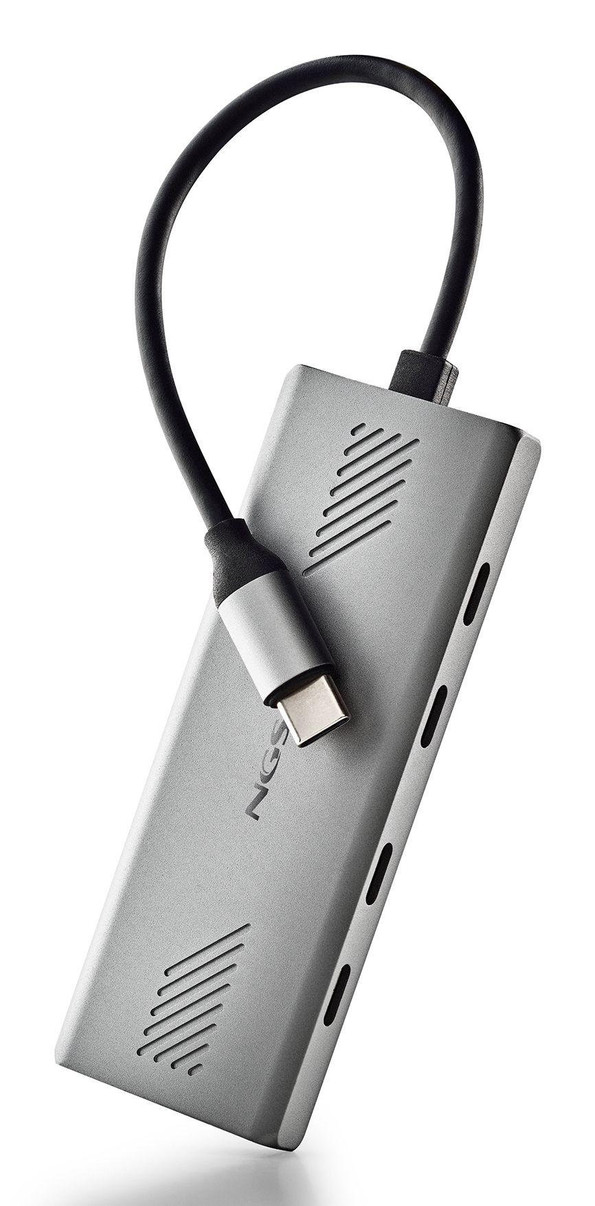 Hub USB-C NGS WONDER4-C (0,18 m - USB Type-C - Prateado)
