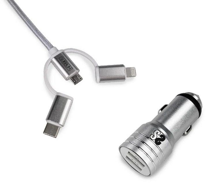 Carregador de Isqueiro SUBBLIM SUB-CHG-4CC001 (12 W - Prateado)