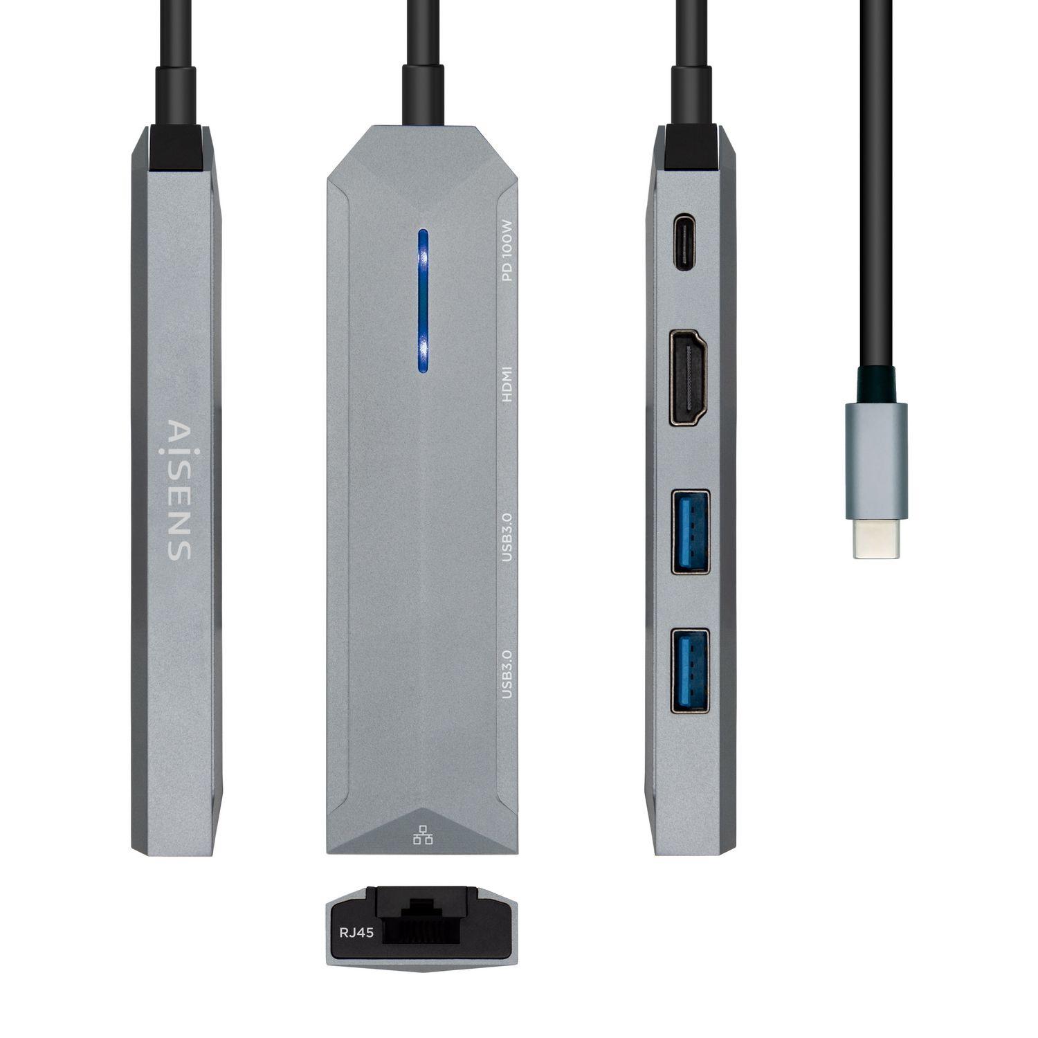 Dock USB-C AISENS ASUC-5P003-GR (0,15 m - Windows 10, Windows 11 - Cinzento), imagem 1