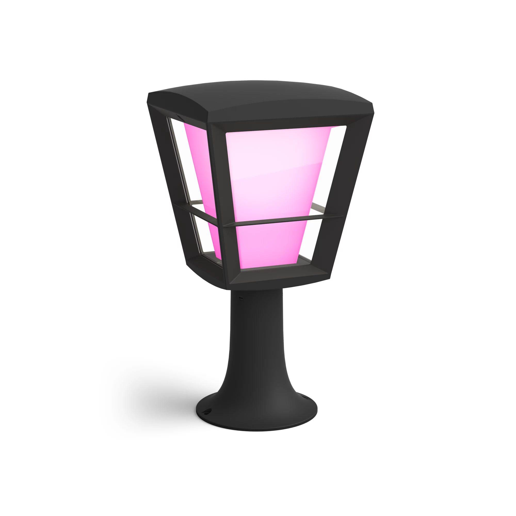 Candeeiro de Pedestal Exterior Inteligente PHILIPS Hue Econic (Vidro - Preto)