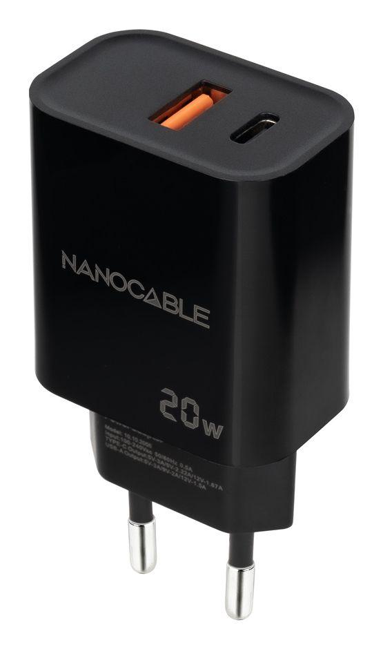 Carregador de Parede NANOCABLE 10.10.2008 (20 W - Preto)