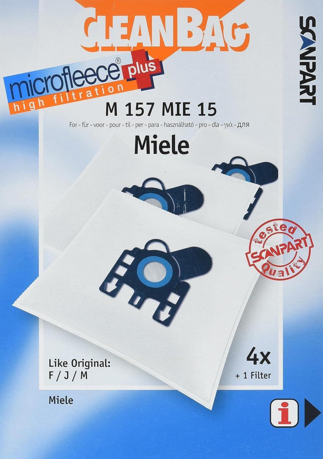 Sacos para Aspirador SCANPART M157MIE15 (4 sacos - 1 filtro - MicroFleece+)